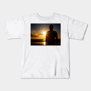 Iron Man at Sunset, Crosby Beach Kids T-Shirt